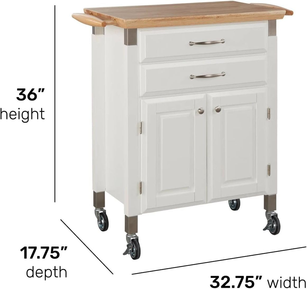 Off White Rolling Kitchen Storage Cart