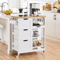 Wheeled White Kitchen Storage Cart