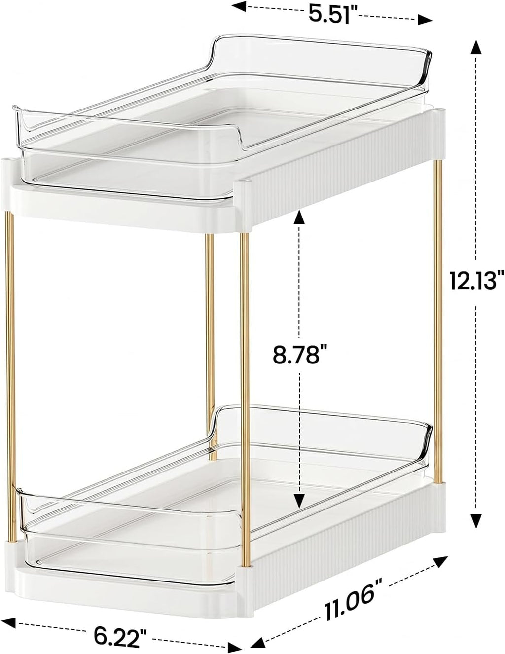 Two Tier White Pull Out Under Sink Storage