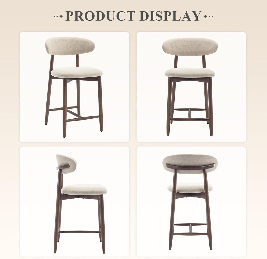Beige Backrest Counter Height Bar Stools