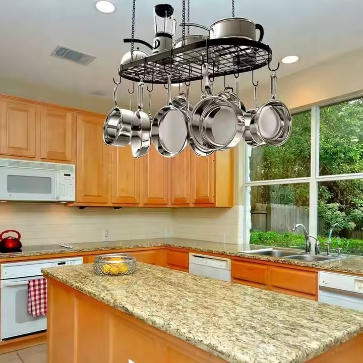 Matte Black Ceiling Cookware Hanging Rack