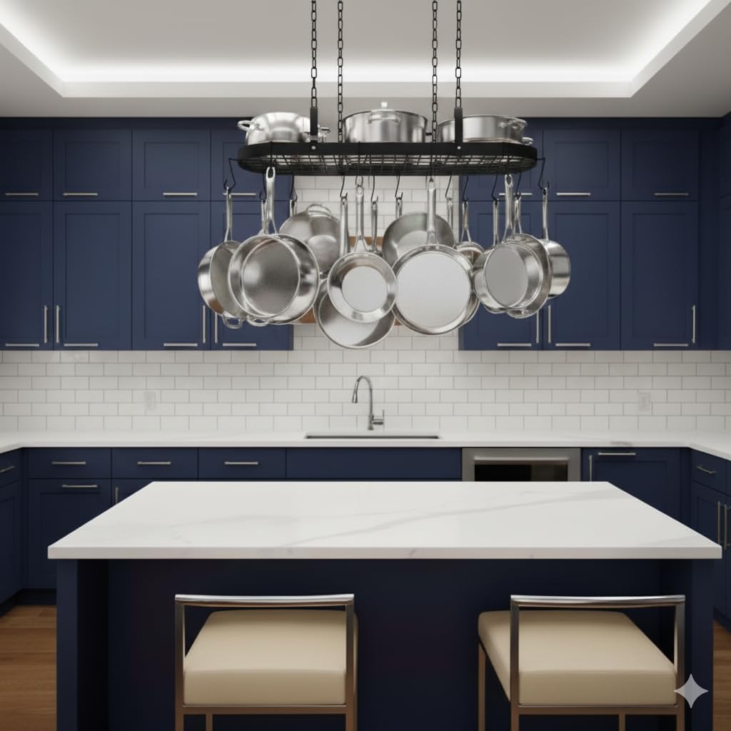 Matte Black Ceiling Cookware Hanging Rack