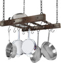 Wood Metal Kitchen Cookware Hanging Rack