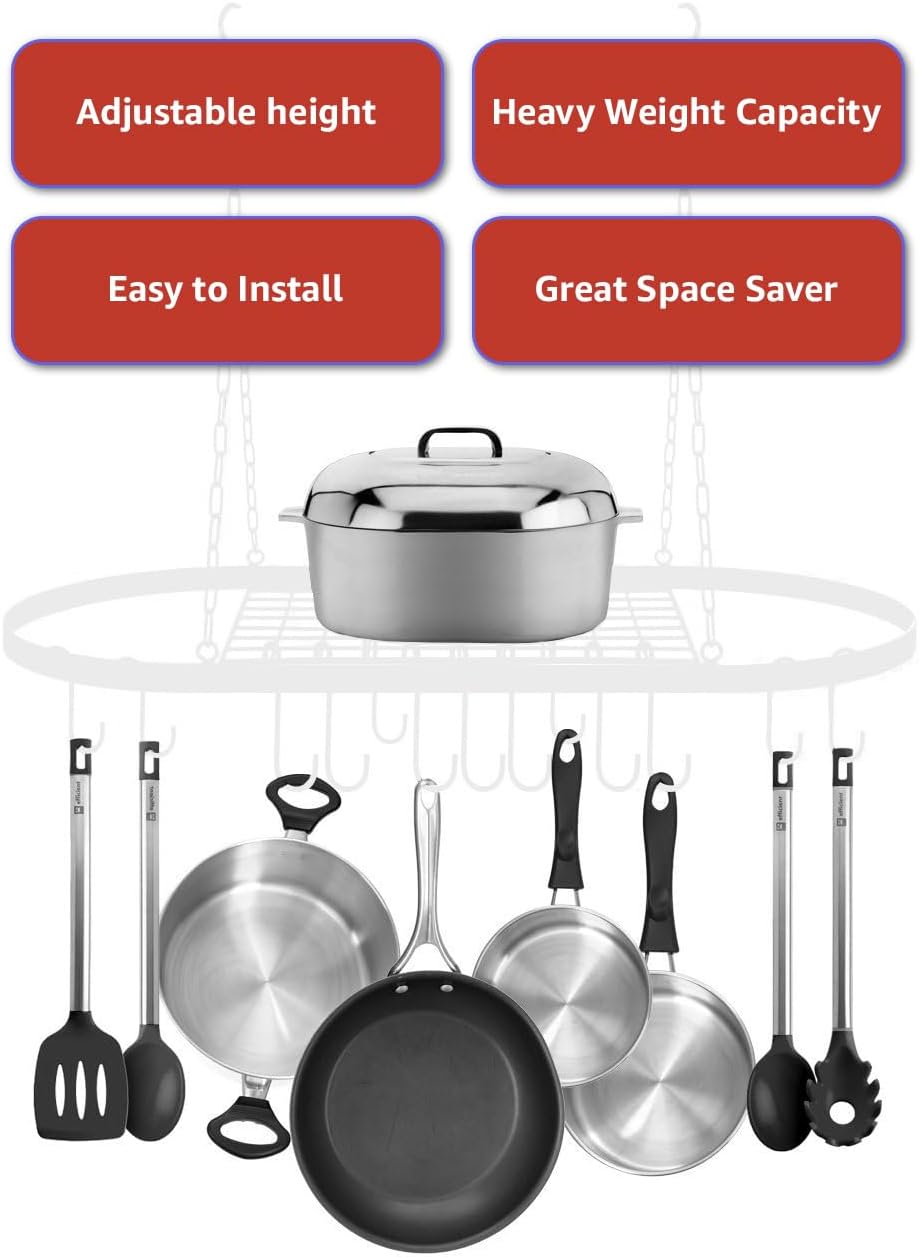 Black Oval Ceiling Cookware Storage Rack
