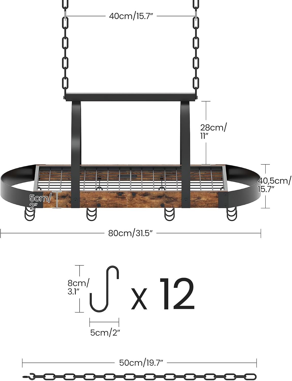 Rustic Dual Tone Ceiling Pot Rack