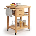 Bamboo Rolling Block Top Kitchen Cart