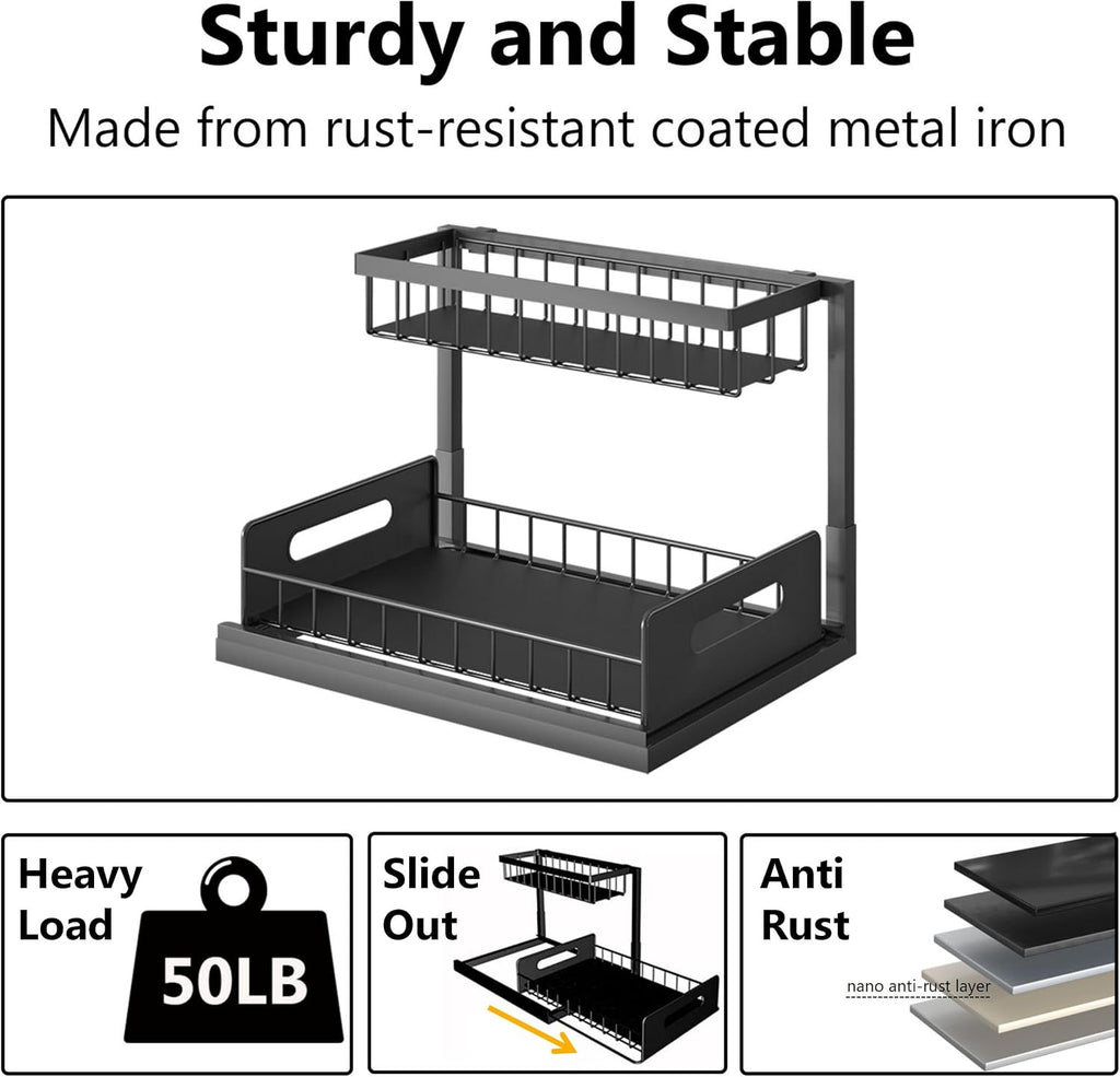 Single Pack 2 Tier Metal Sink Storage Rack