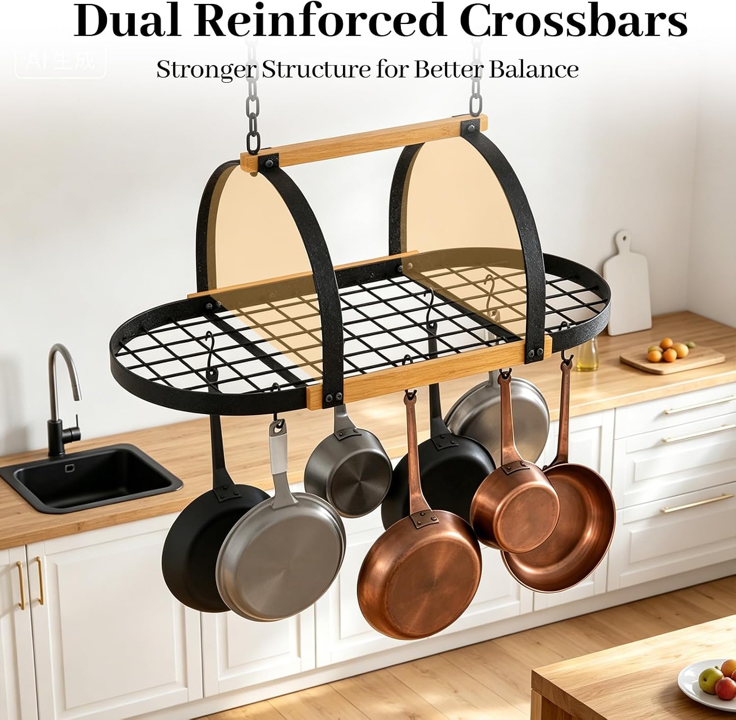 39 Inch Ceiling Heavy Pot Storage Rack