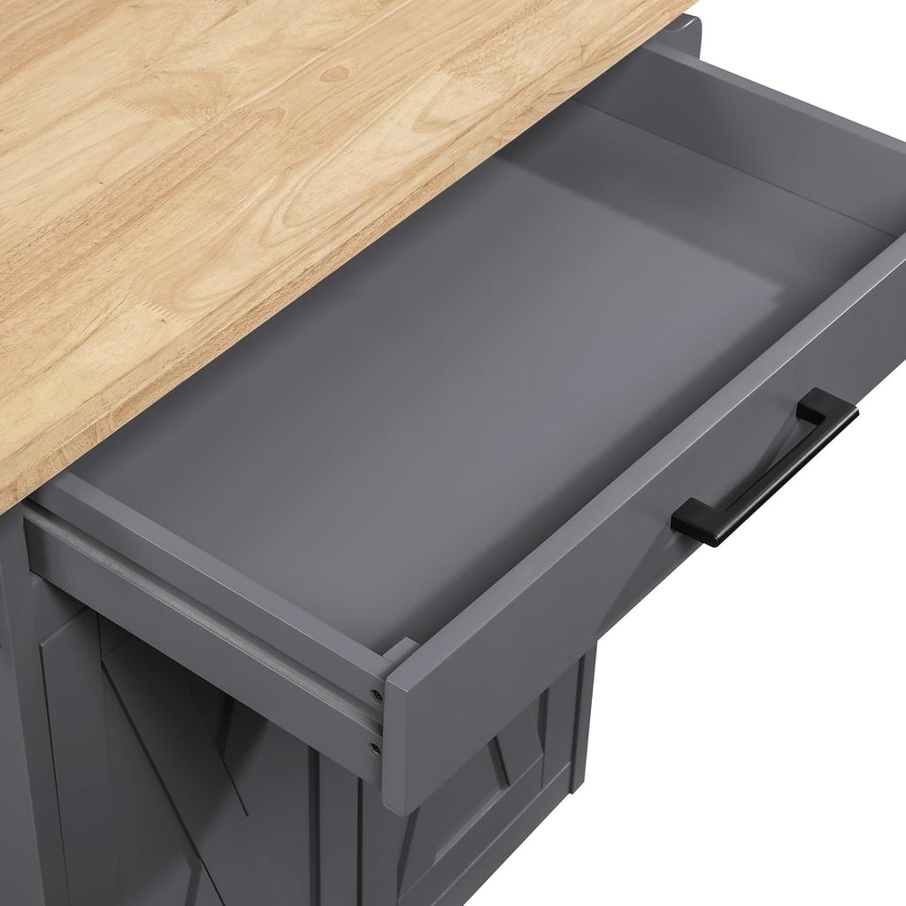 Grey Farmhouse Rolling Kitchen Cart