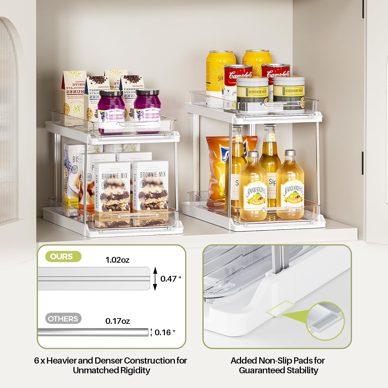 Four Pack Pull Out Two Tier Storage Drawers