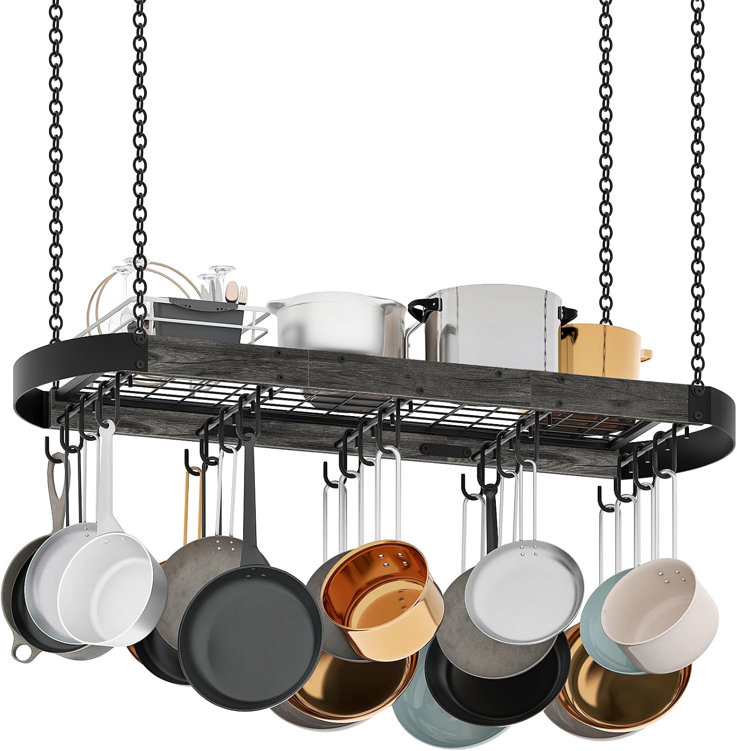 Charcoal Black Industrial Ceiling Pot Rack