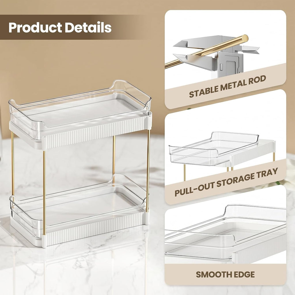Two Tier White Pull Out Under Sink Storage