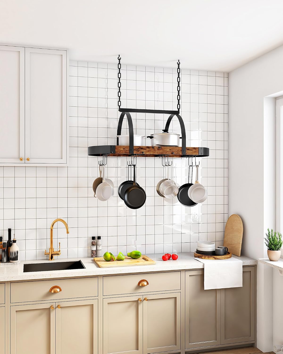 Rustic Dual Tone Ceiling Pot Rack