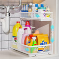 White Two-Tier Adjustable Sliding Storage Rack