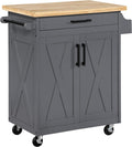 Grey Farmhouse Rolling Kitchen Cart