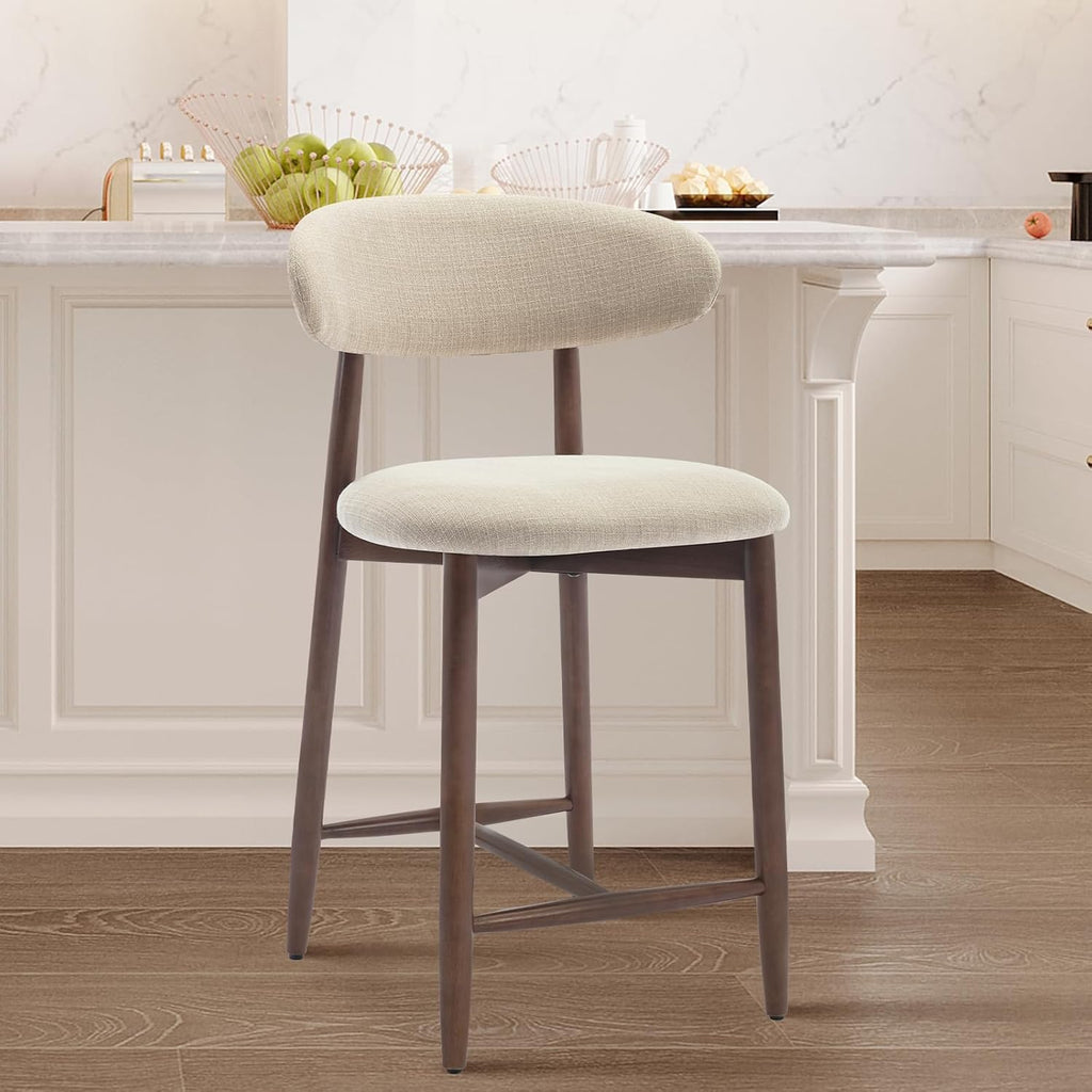 Beige Backrest Counter Height Bar Stools