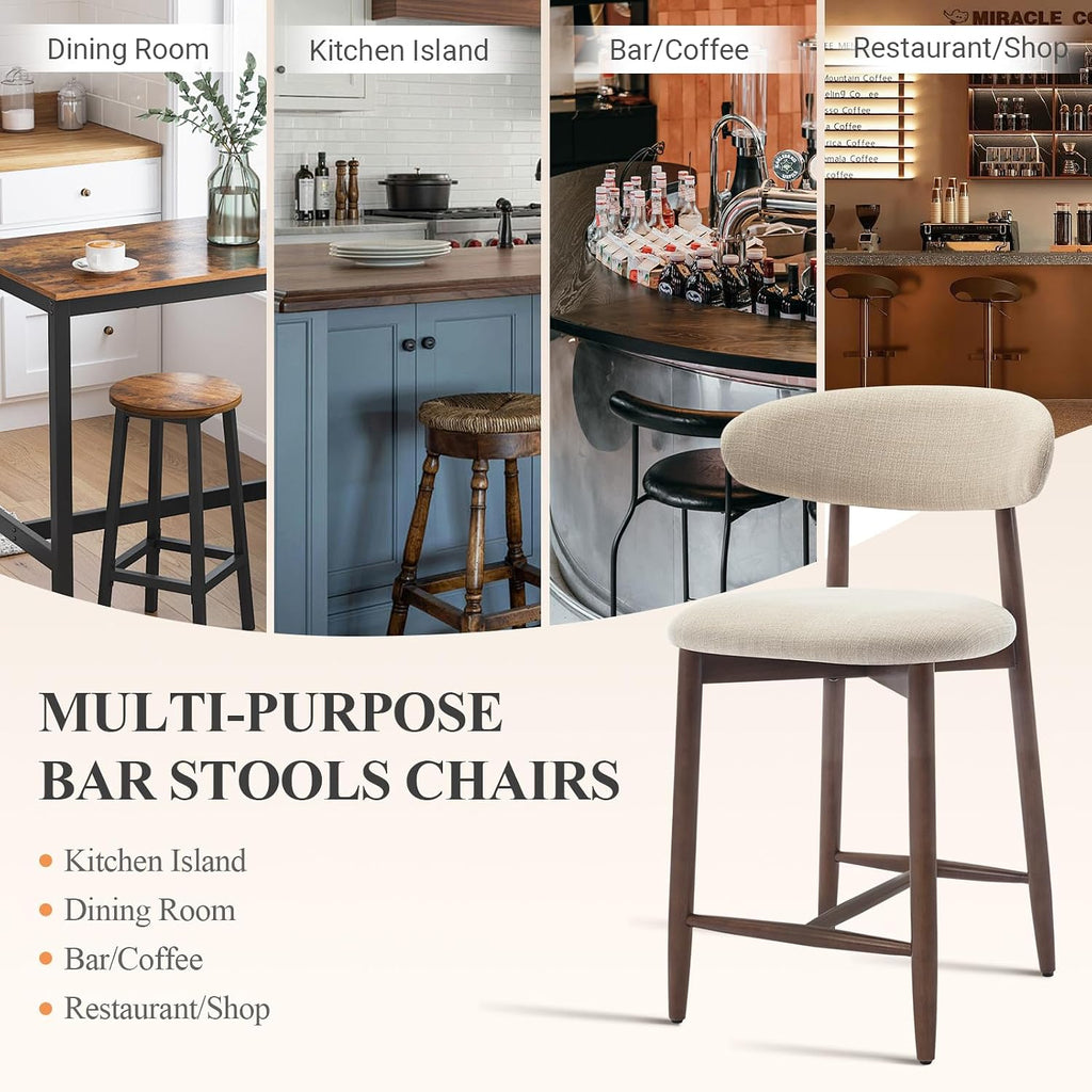 Beige Backrest Counter Height Bar Stools