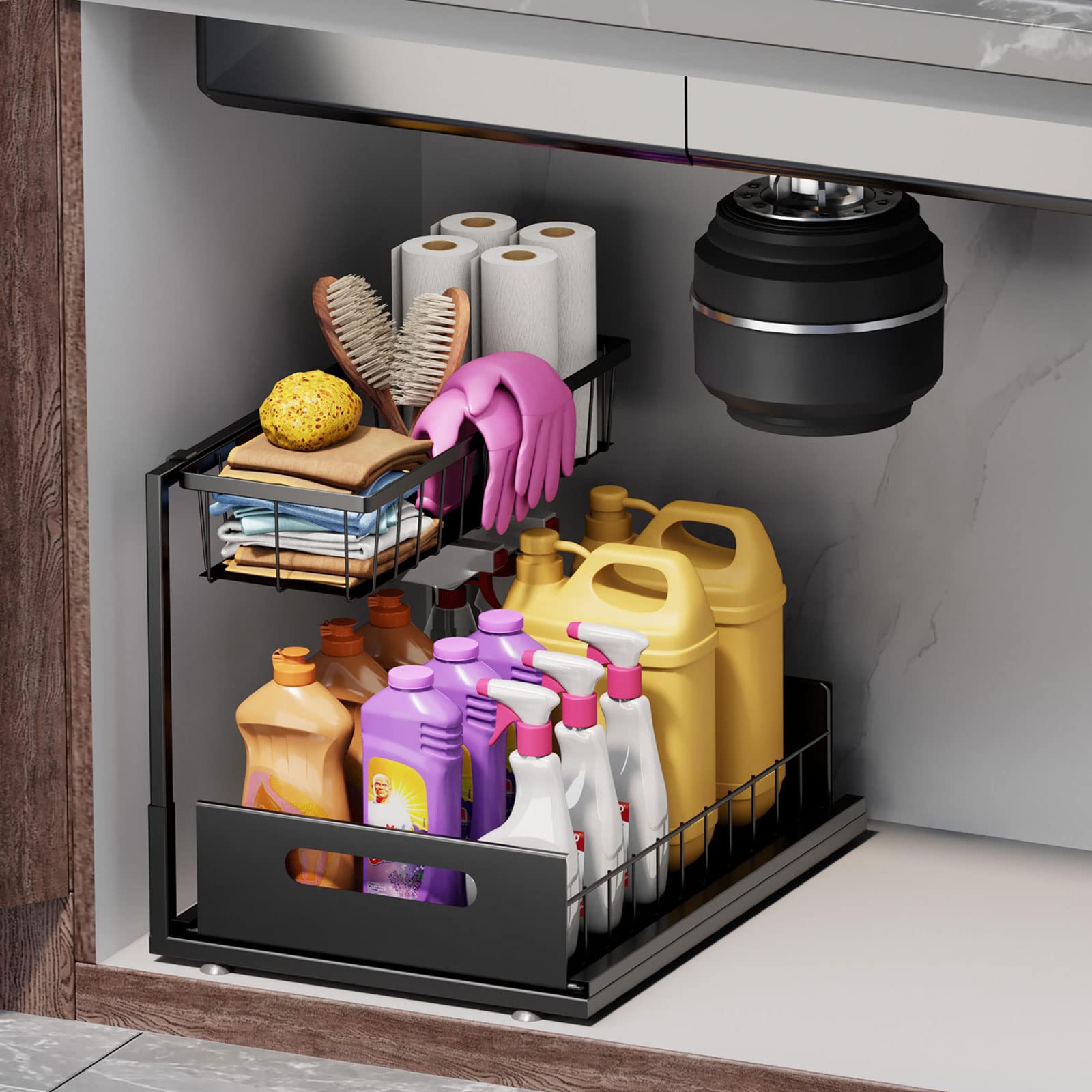 Single Pack 2 Tier Metal Sink Storage Rack