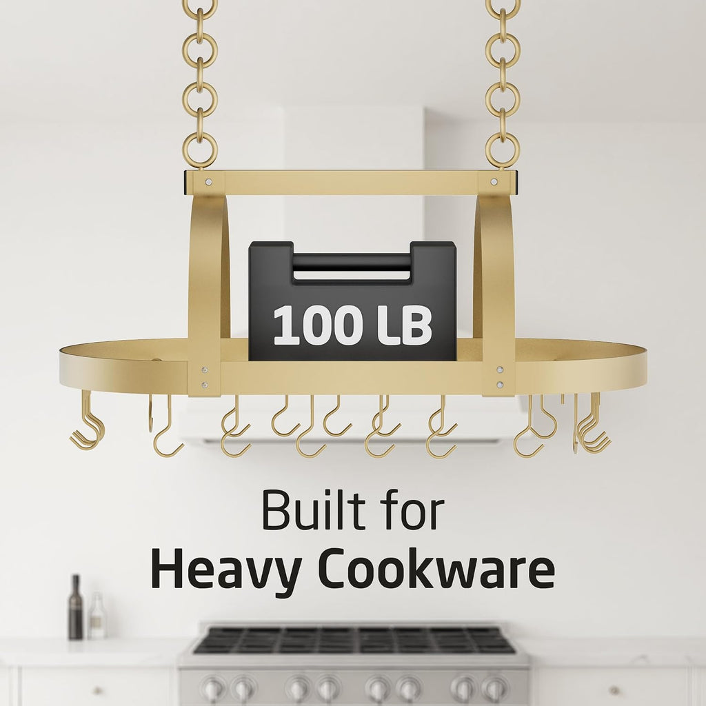 Gold Oval Ceiling Mount Pot Rack