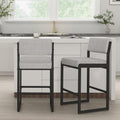 Two Light Grey Fabric Counter Bar Stools