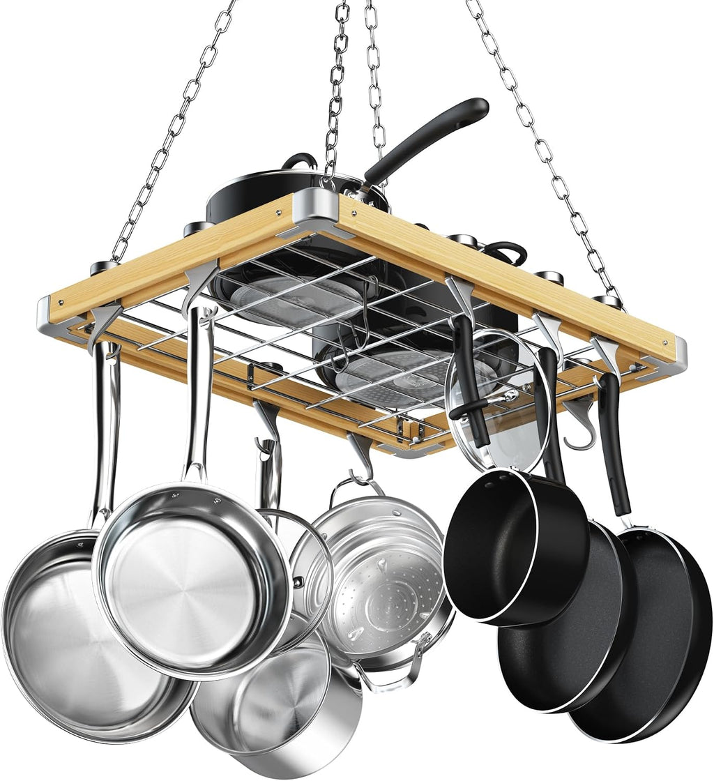 Wooden Ceiling Cookware Hanging Rack