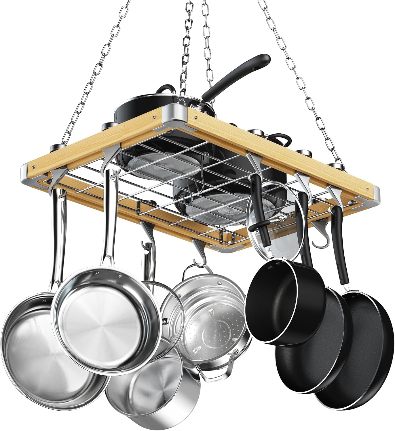 Wooden Ceiling Cookware Hanging Rack