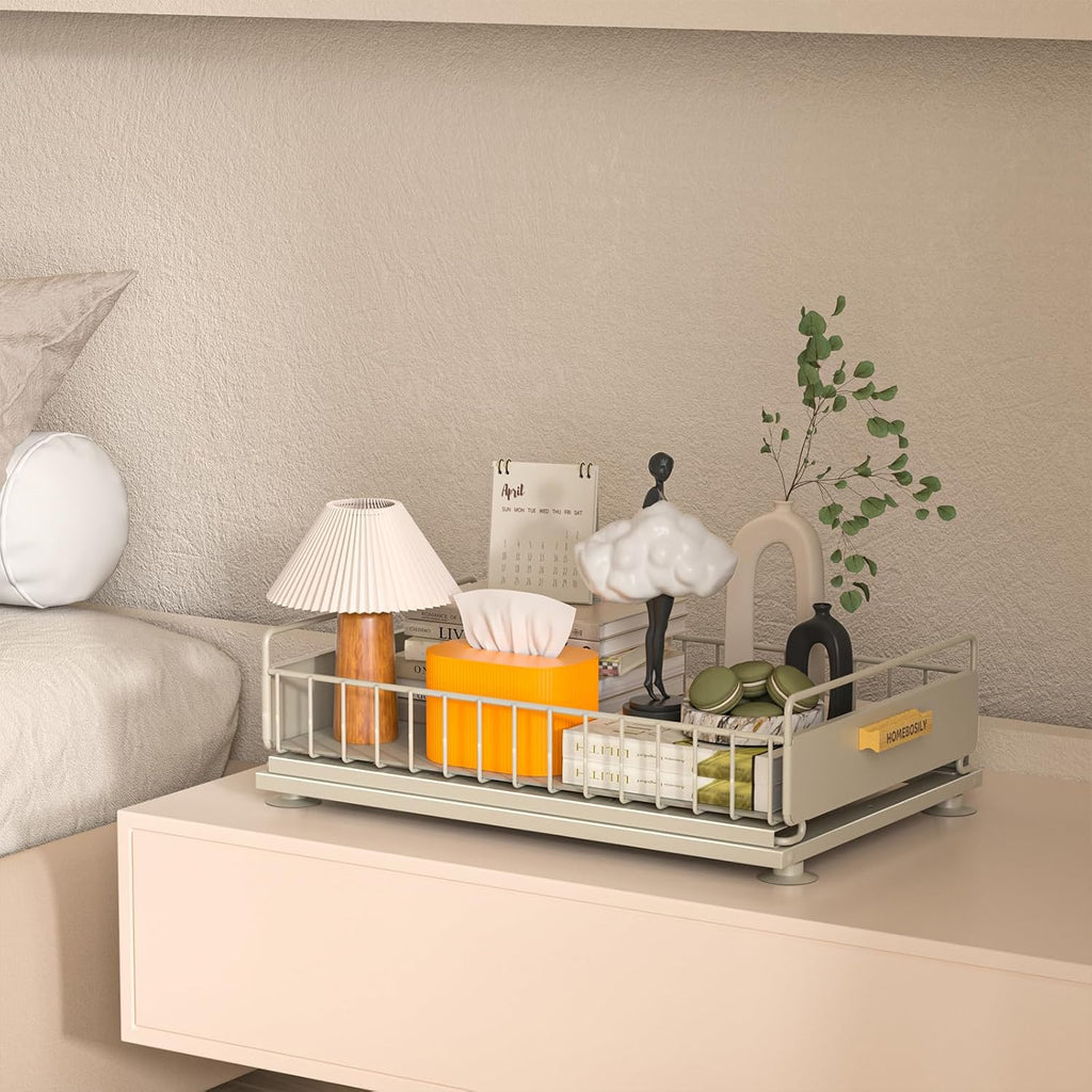Two Pack Grey Metal Sliding Sink Storage Rack