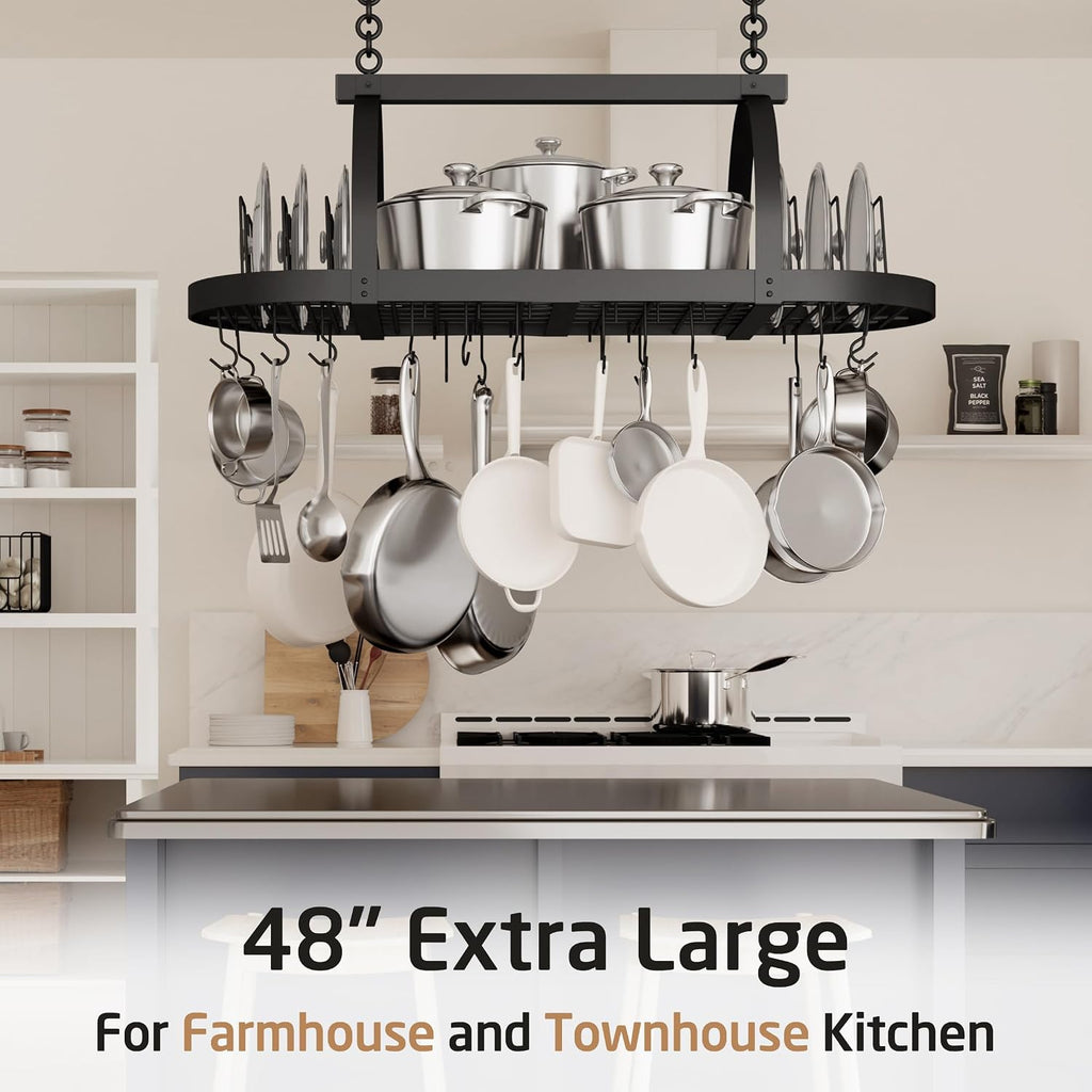 Matte Black Oval Ceiling Pot Rack