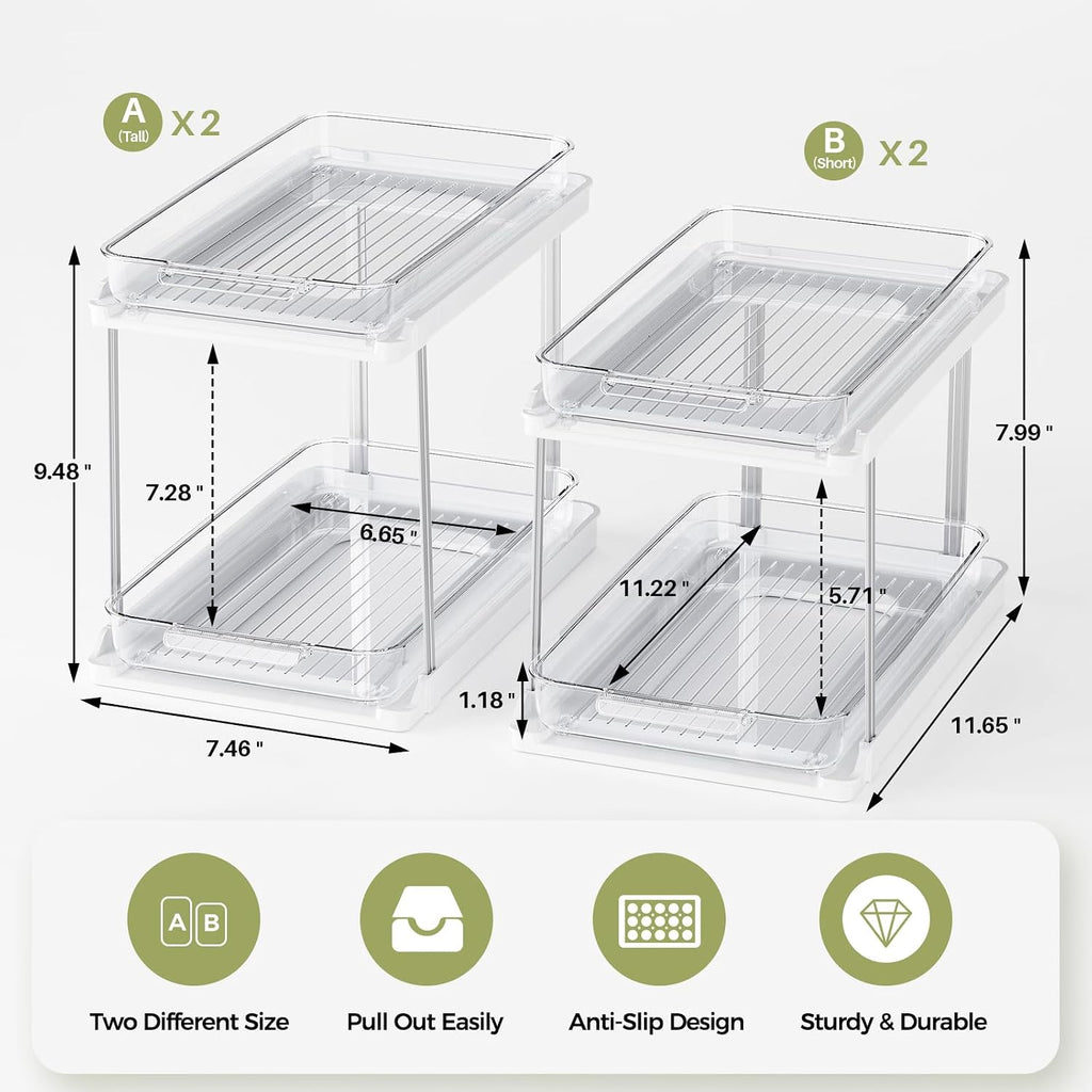 Four Pack Pull Out Two Tier Storage Drawers