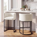 Two Off White Chenille Counter Bar Stools