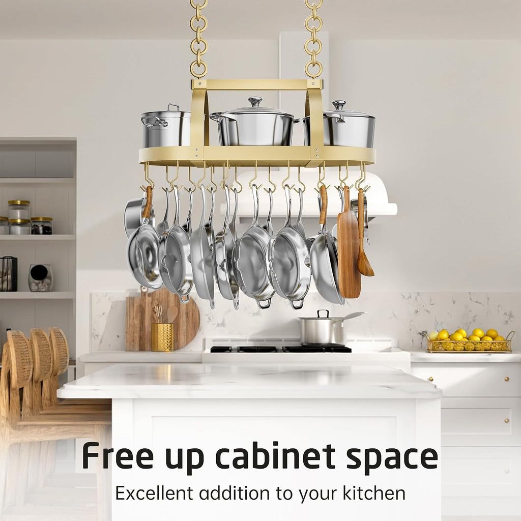 Gold Oval Ceiling Mount Pot Rack