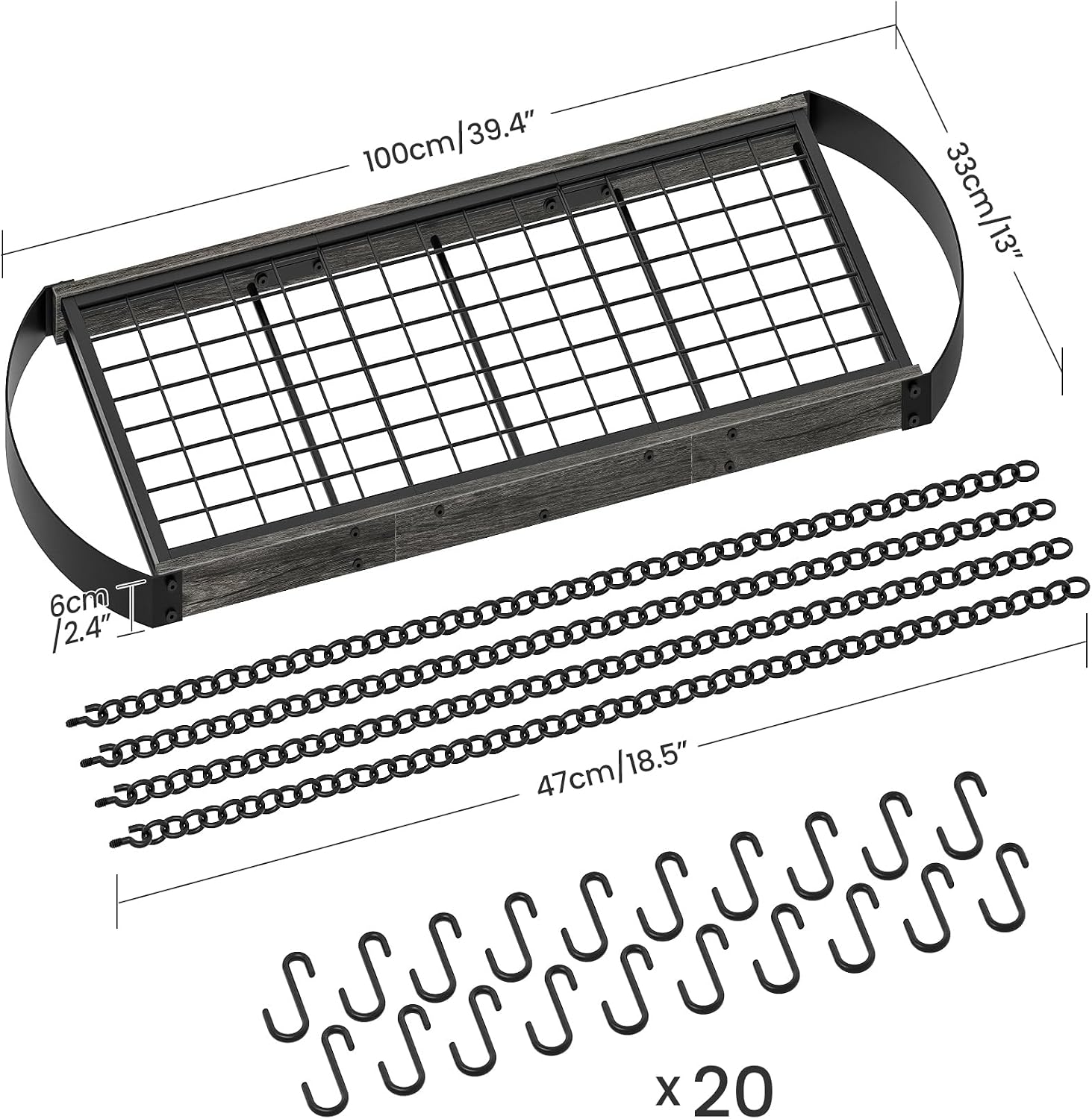 Charcoal Black Industrial Ceiling Pot Rack