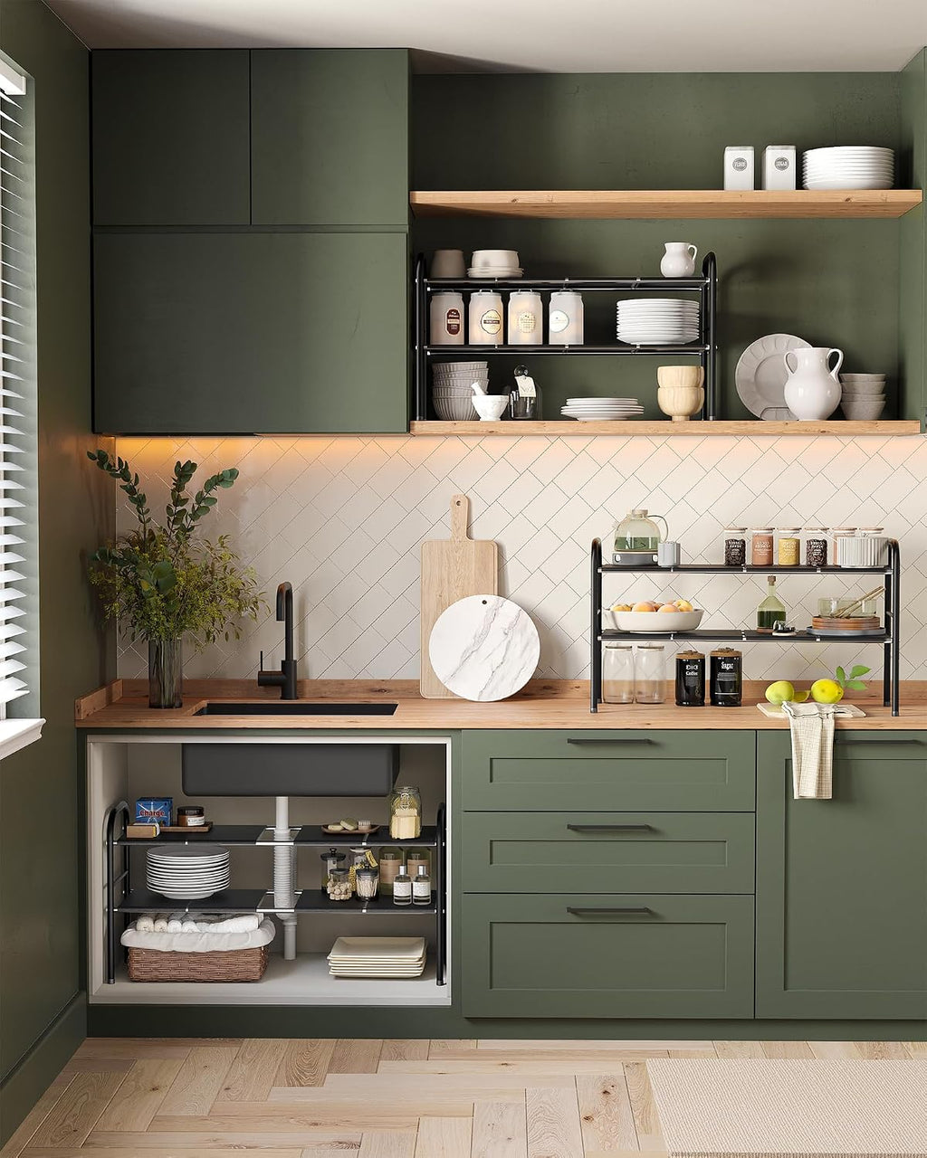Expandable Two Tier Under Cabinet Storage Shelf
