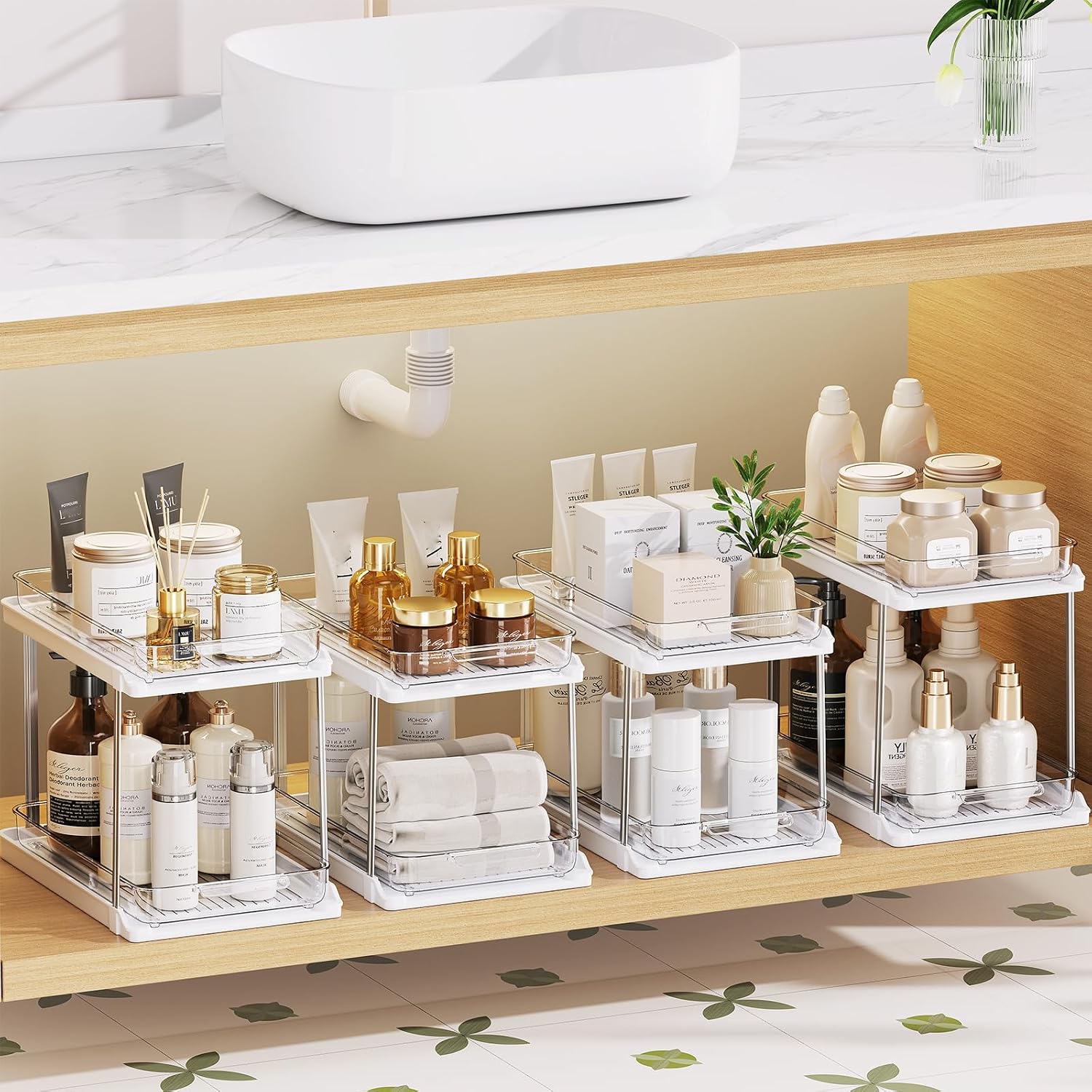 Four Pack Pull Out Two Tier Storage Drawers