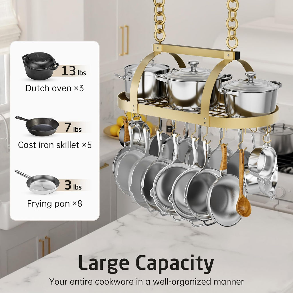 Gold Oval Ceiling Mount Pot Rack
