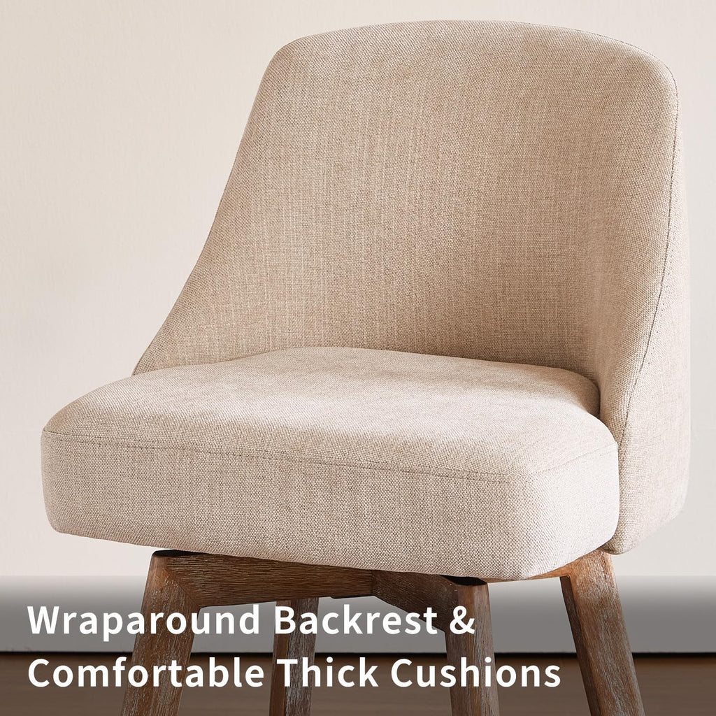 Two Sand Linen 360 Swivel Bar Stools