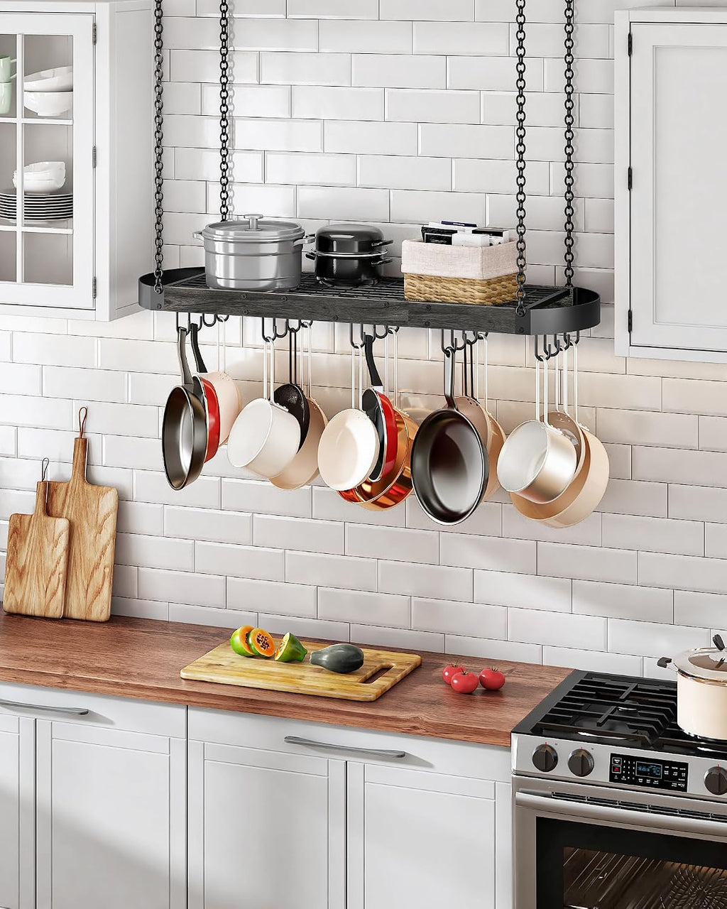 Charcoal Black Industrial Ceiling Pot Rack