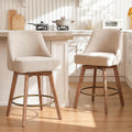 Two Sand Linen 360 Swivel Bar Stools