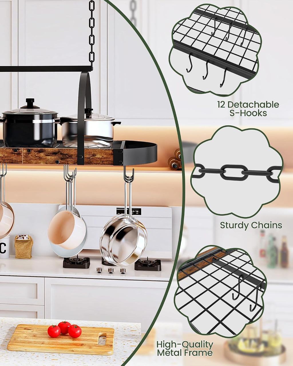 Rustic Dual Tone Ceiling Pot Rack