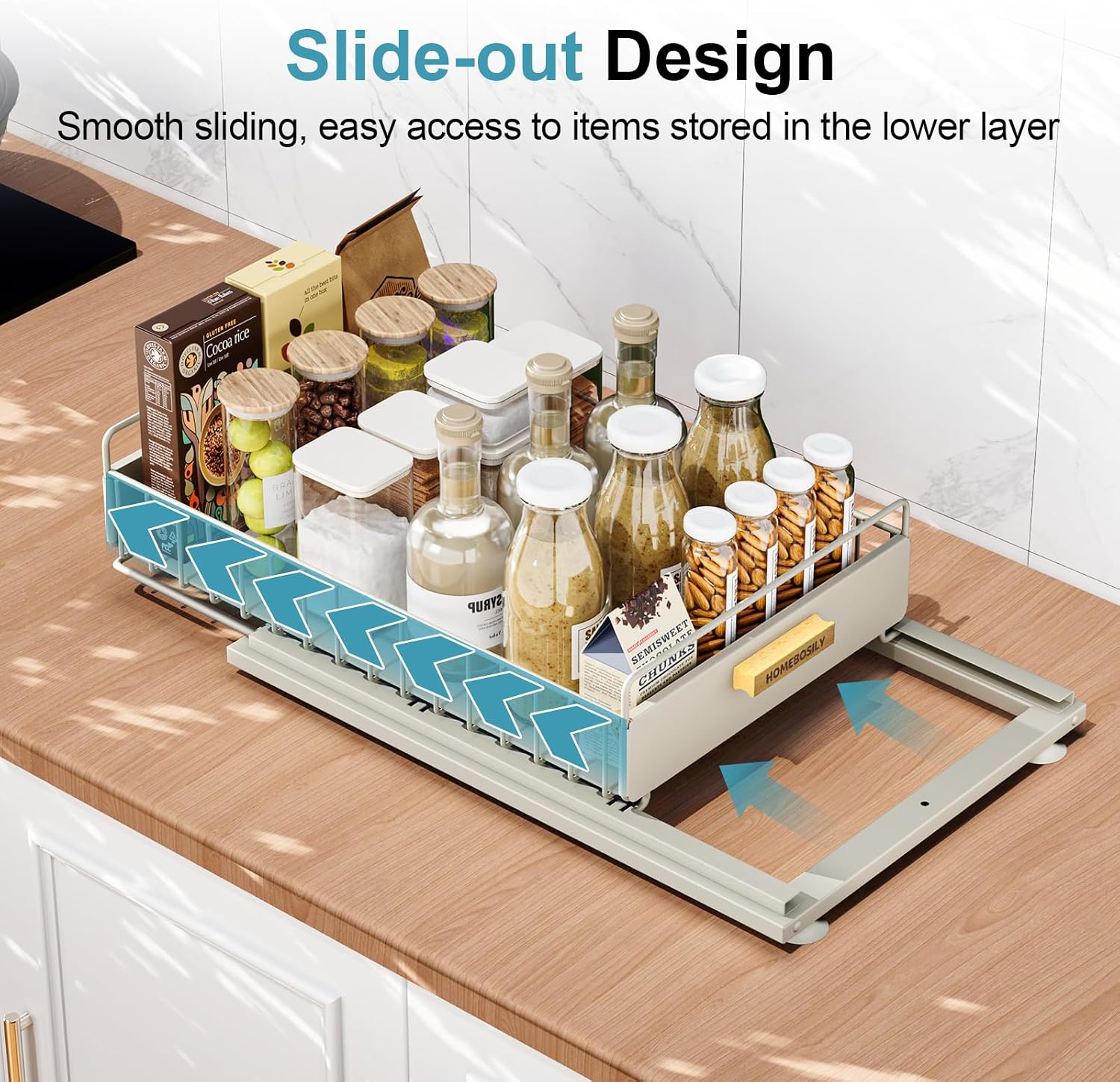 Two Pack Grey Metal Sliding Sink Storage Rack