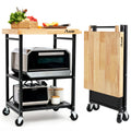 Black Oak Top Foldable Rolling Cart
