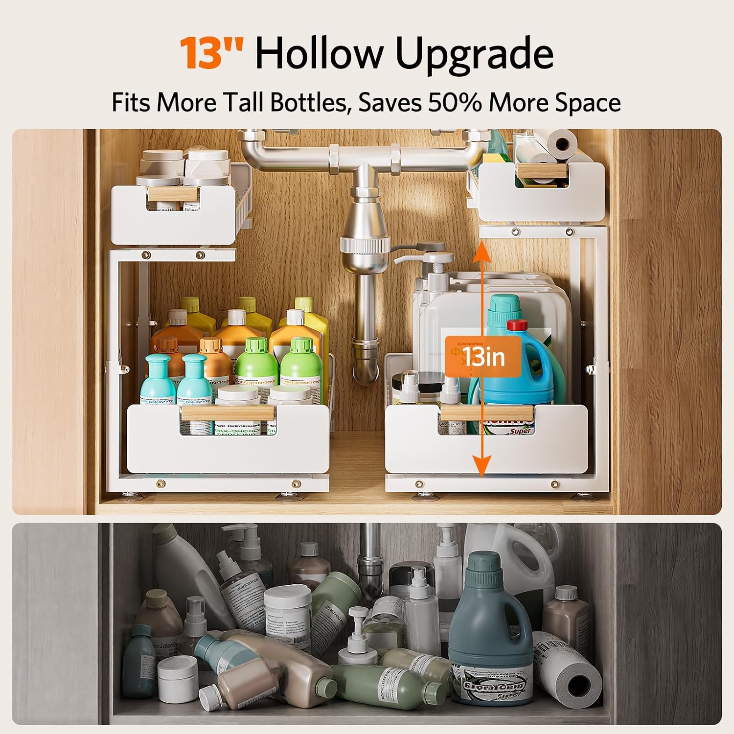 Two Pack White Adjustable Sliding Storage Shelf