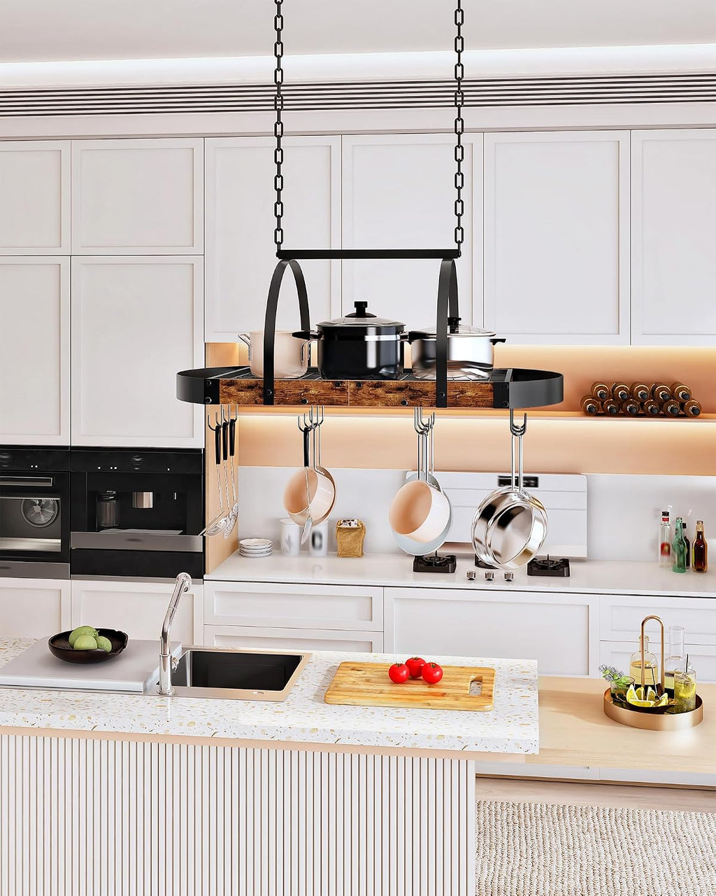 Rustic Dual Tone Ceiling Pot Rack