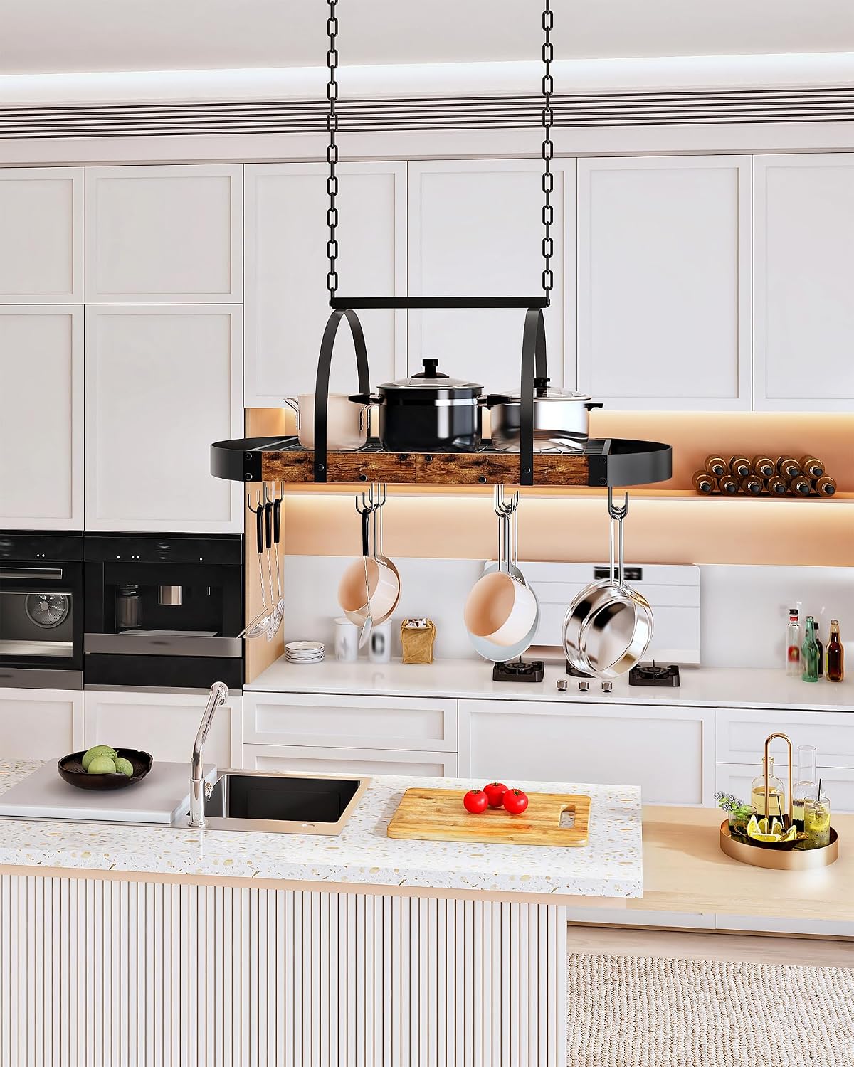 Rustic Dual Tone Ceiling Pot Rack