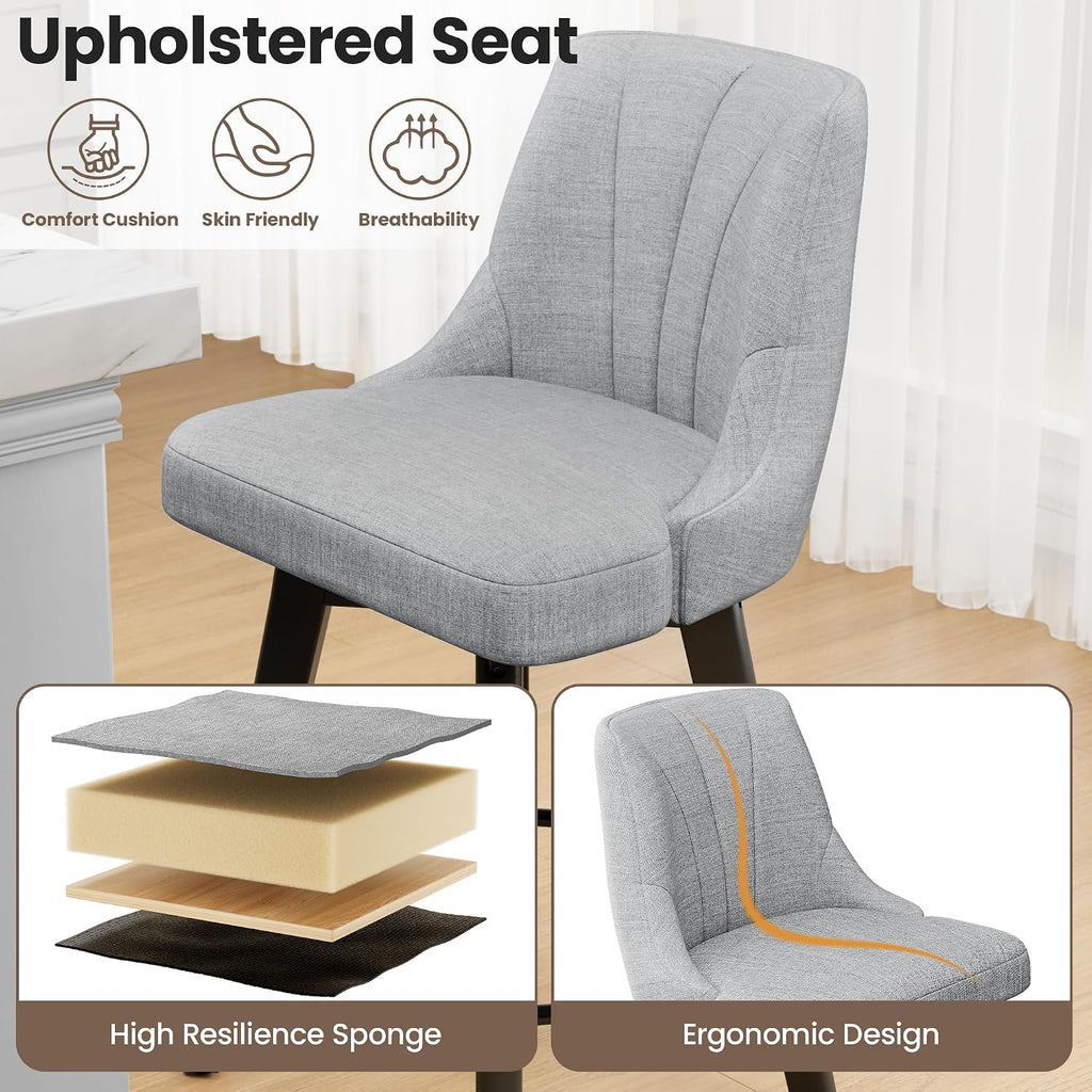 Four Gray Fabric Swivel Counter Stools