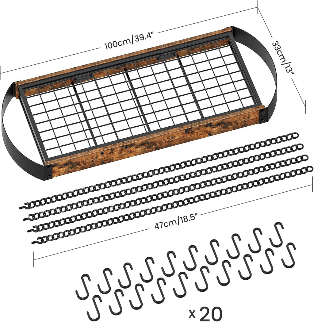 Rustic Metal Ceiling Cookware Hanging Rack