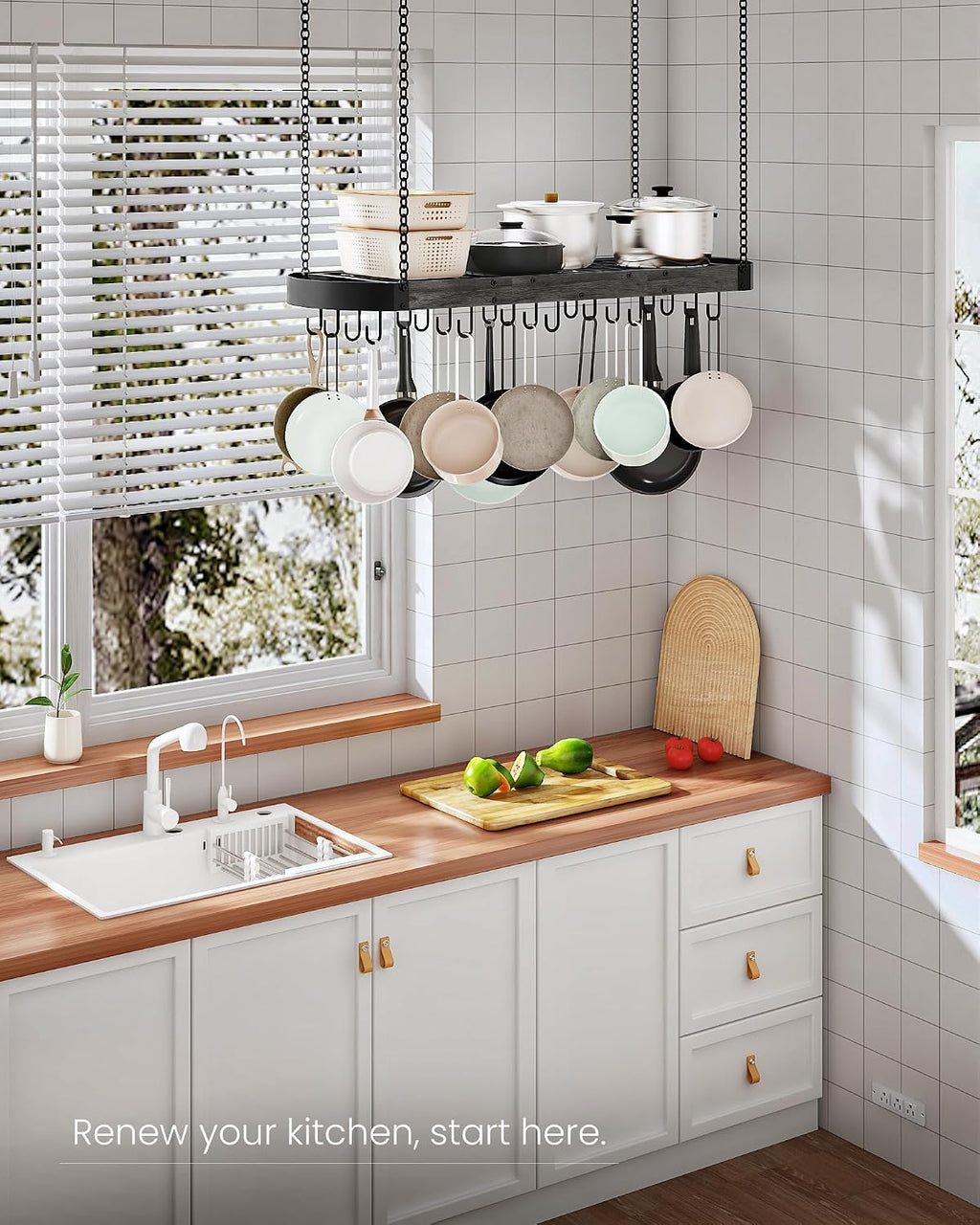 Charcoal Black Industrial Ceiling Pot Rack