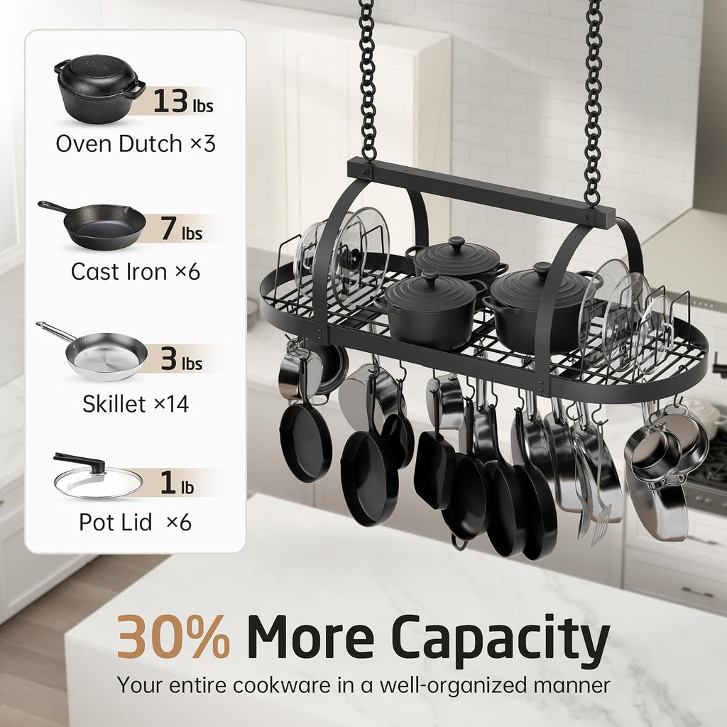 Matte Black Oval Ceiling Pot Rack